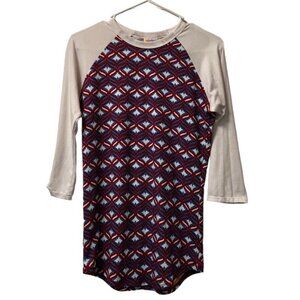 Lularoe Shirt Long‎ Sleeve Geometric Size XXS Colorful Loungewear Comfy Preppy